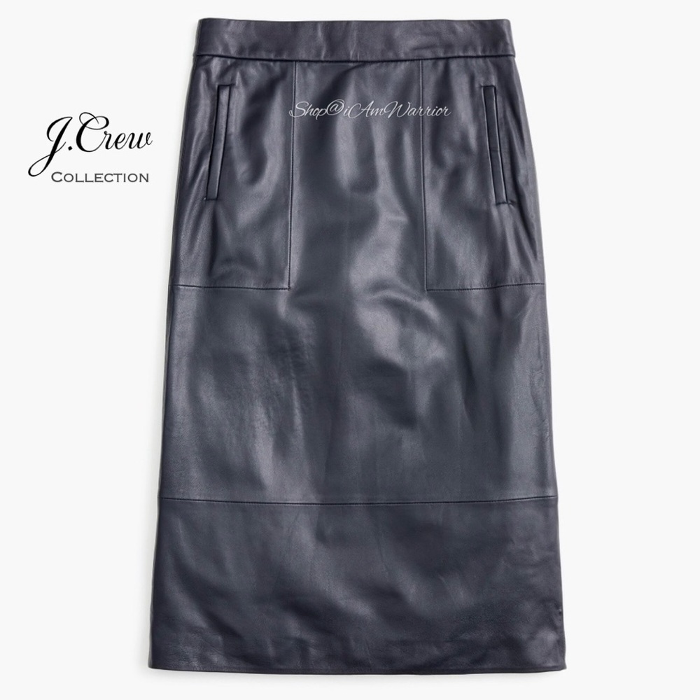 J.Crew Collection NWT genuine leather a-line midi-skirt *shop@iamwarrior - Picture 5 of 13